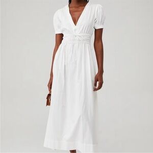 LoveShackFancy Sabela White Midi Dress